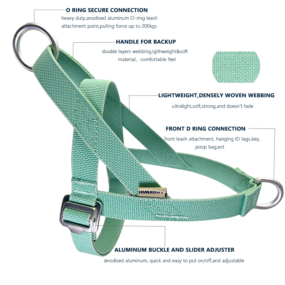 No pull Dog Harness Soft Dog Harness Easy for Training Walking Quick Fit Ultalight Vest Harness for  Dogs Escape Proof Green