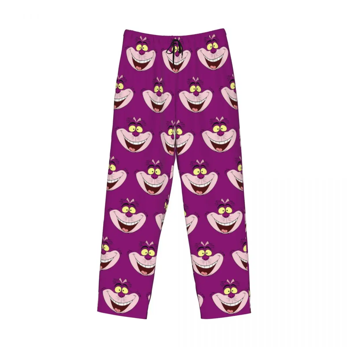 Pantalones de pijama personalizados con diseño de gato de Cheshire para hombre, ropa de dormir elástica con bolsillos, Alicia en el país de las Maravillas, salón de dibujos animados