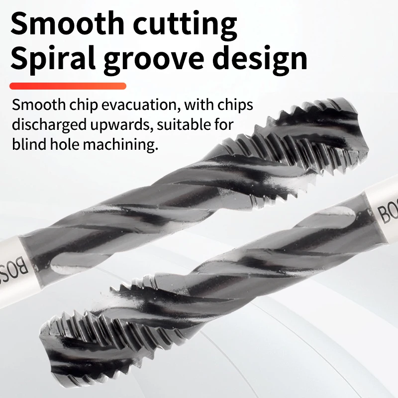 BOSS TAPS HSSE-PM JIS Standard Spiral Fluted Tap M1 M3 M4 M5 M6 M8 M10 M12 Machine Screw Thread Taps For Stainless Steel