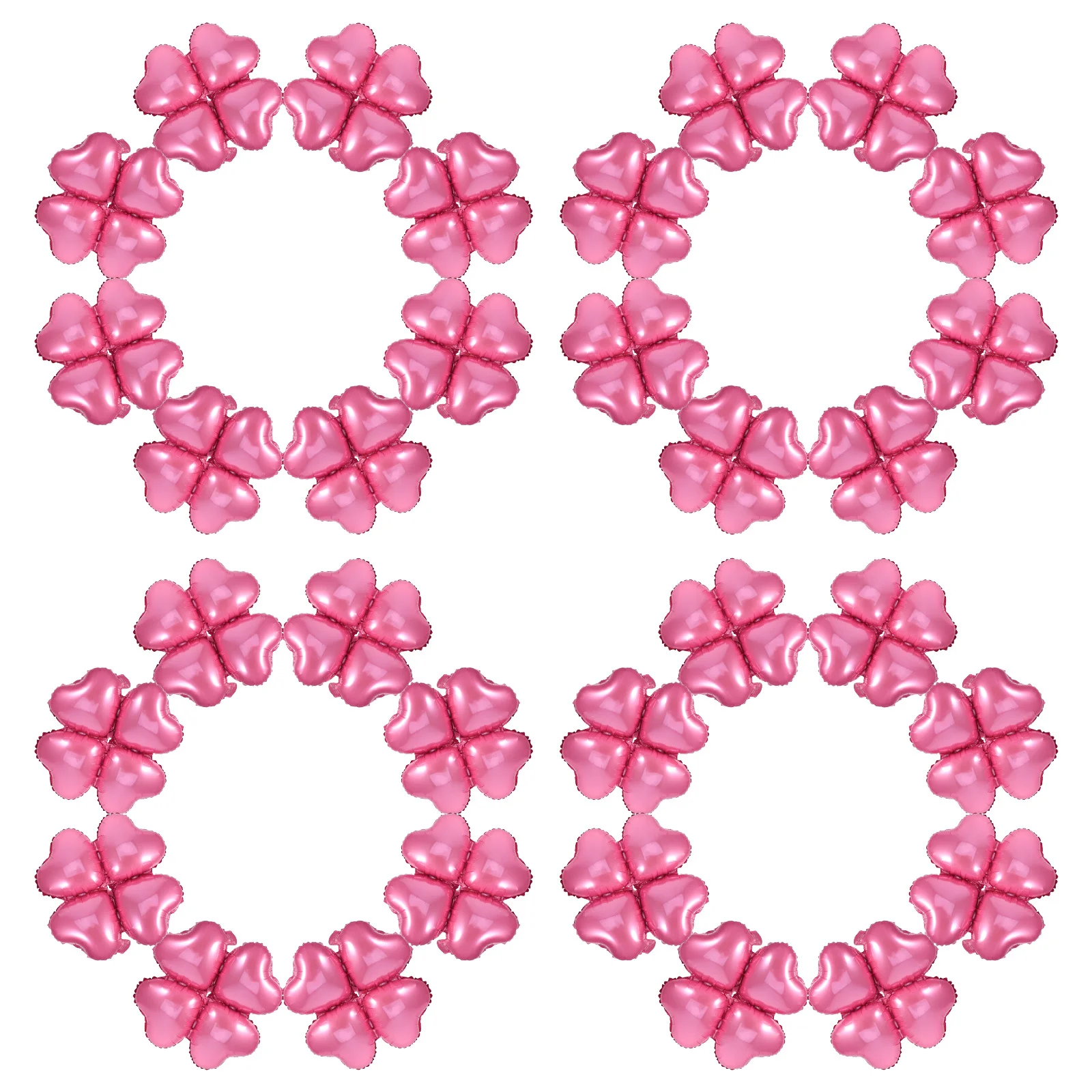 

50Pcs Pink Foil Heart Balloons Four Leaf Clover Shape Party Decorative Balloons Valentines Birthday Decor