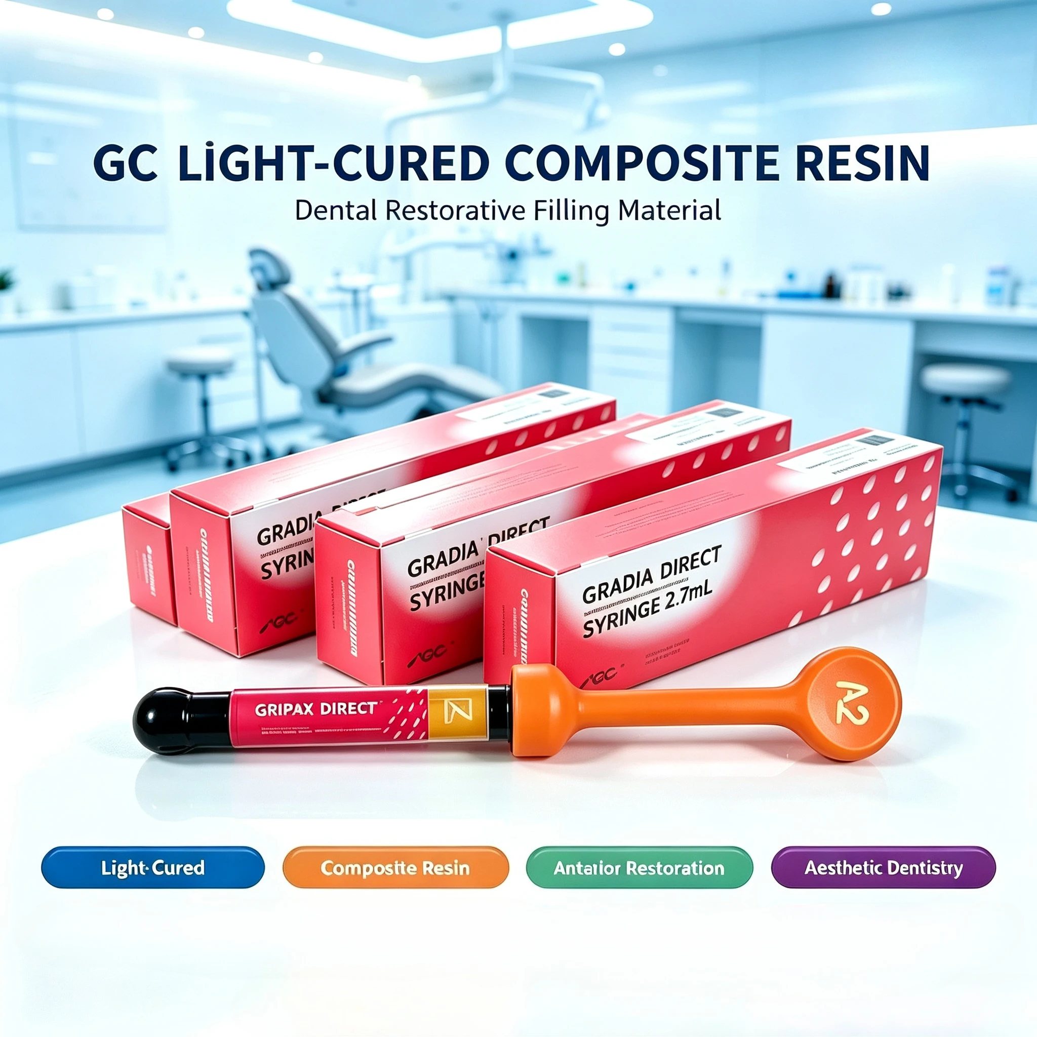 GC Light-Cured Composite Resin Dental Restorative Filling Material for Anterior Posterior Aesthetic Tooth Restoration Dentistry