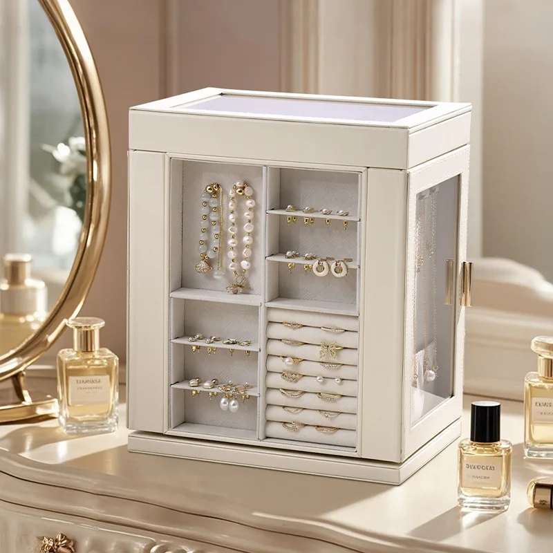 

Jewelry Box Rotating Window Multi-layer Necklace Jewelry Box Earrings Ring Jewelry Storage Box