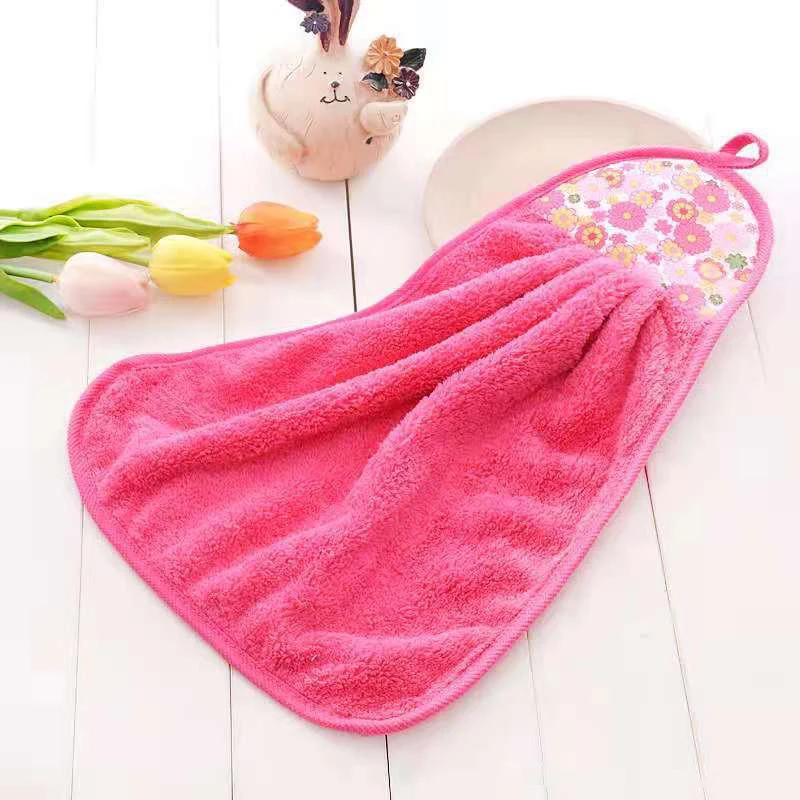 Color Coral Velvet Bathroom Supplies Soft Hand Towel Absorbent Cloth Dishcloths Hanging Cloth Kitchen Absorbent Cloth Dishcloth