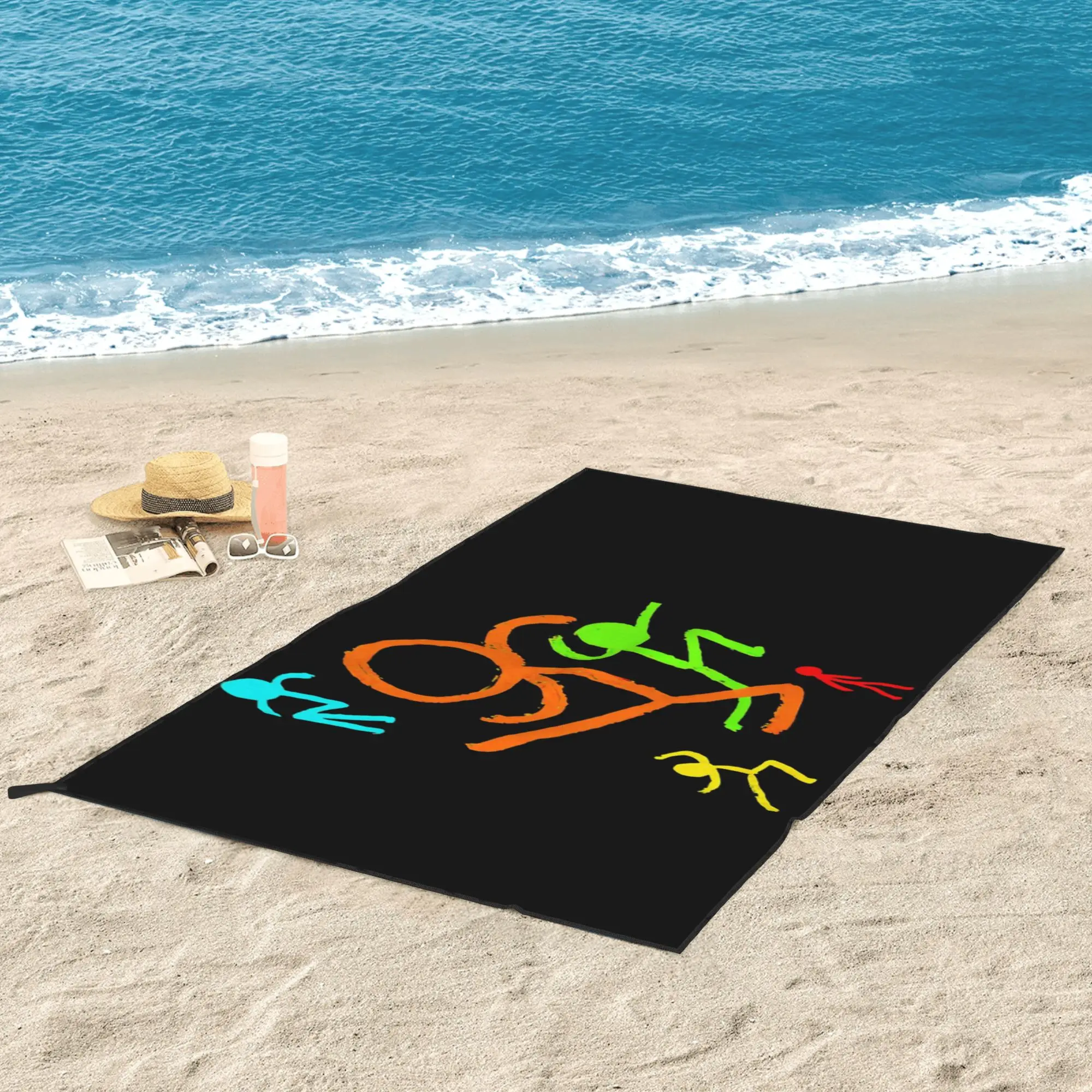 Alan Becker Five Stick Figures Beach Towel Soft Microfiber Quick Dry Absorbent Quick Towels For Yoga
