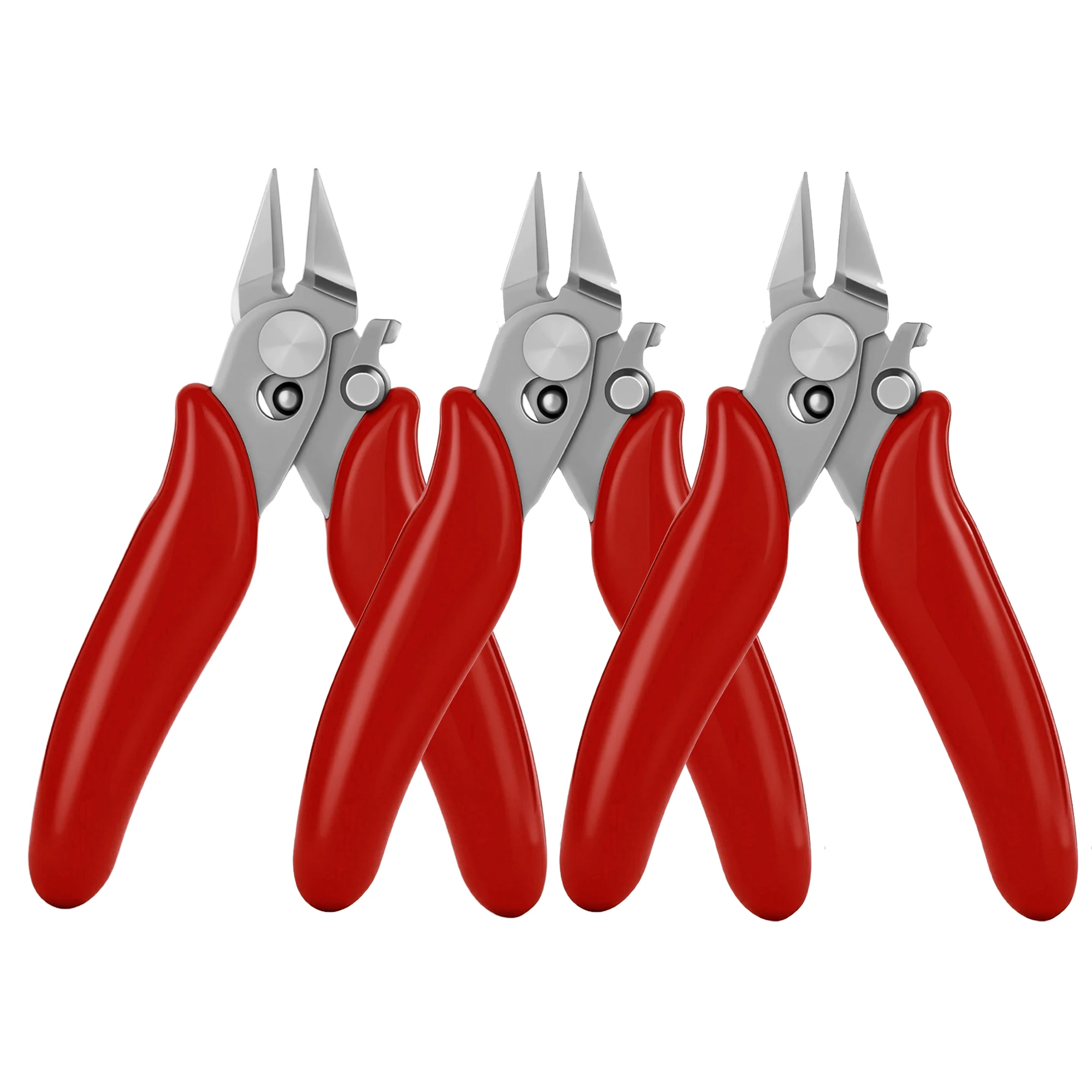 Mini Diagonal Wire Cutters Pliers Stainless Steel Spring‑Loaded Lockable PVC Handle for Jewelry Making DIY Craft