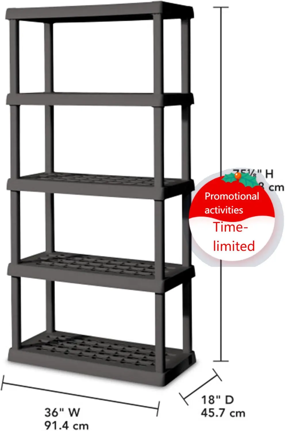 

Sterilite 5 Shelf Unit, Heavy-Duty Shelving Storage Rack for Home and Garage, Gray - Multipurpose Plastic Organizer Shelves for