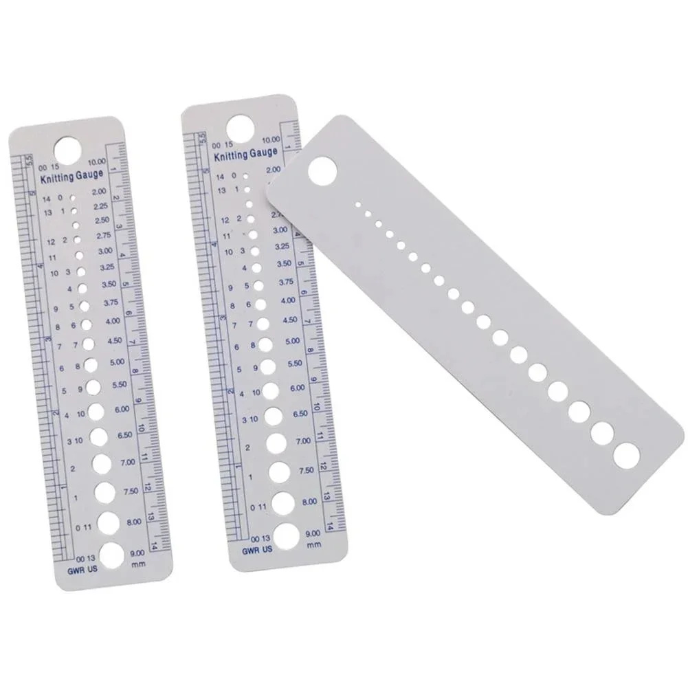 3Pcs Ruler UK US Canada Sizes Knitting Accessories Needle Gauge Inch Sewing Tool CM 2-10mm Size Measure Tools