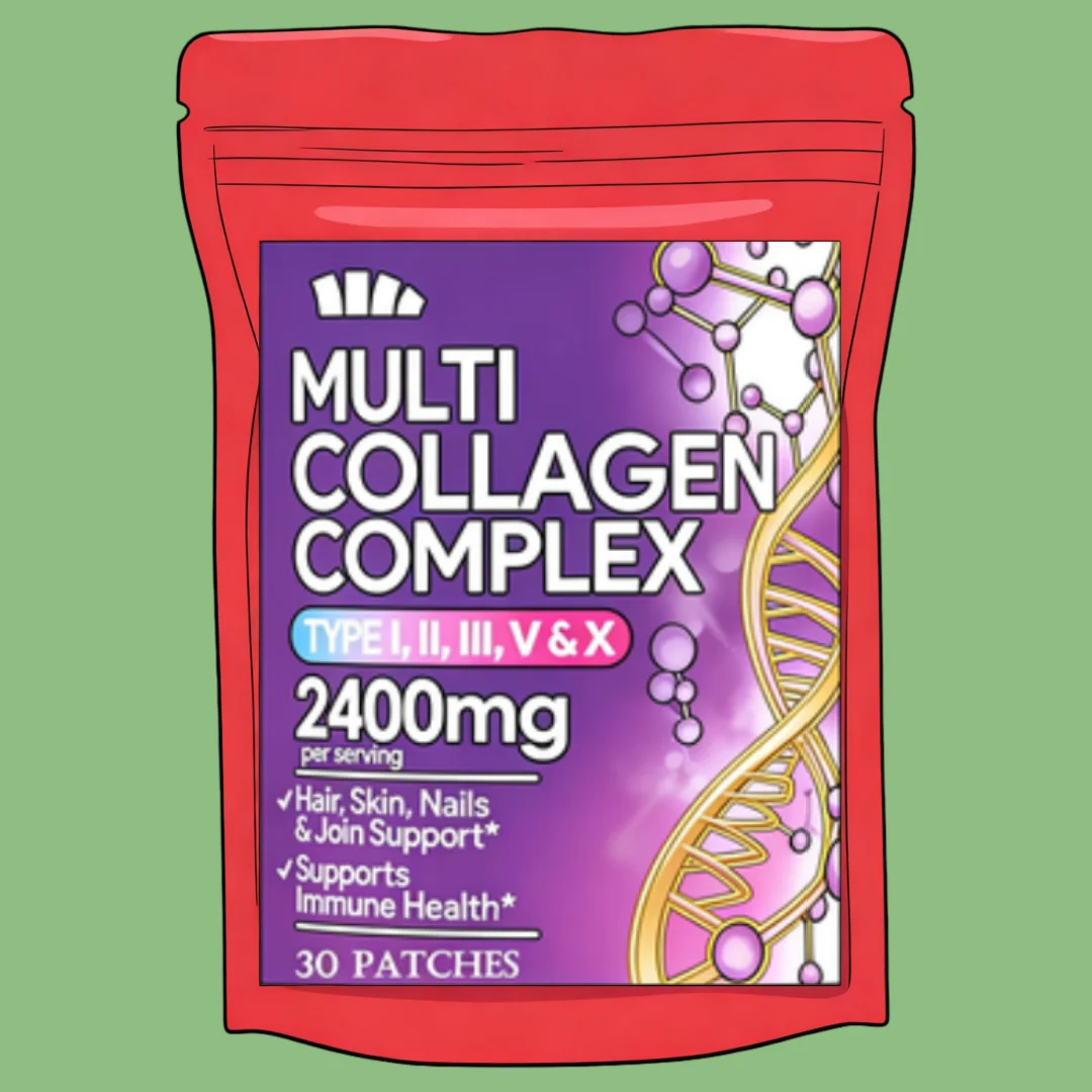 Parches transdérmicos Multi Collagen Plus con biotina y vitamina C para el cabello, la piel, las articulaciones y el crecimiento de huesos, 30 parches