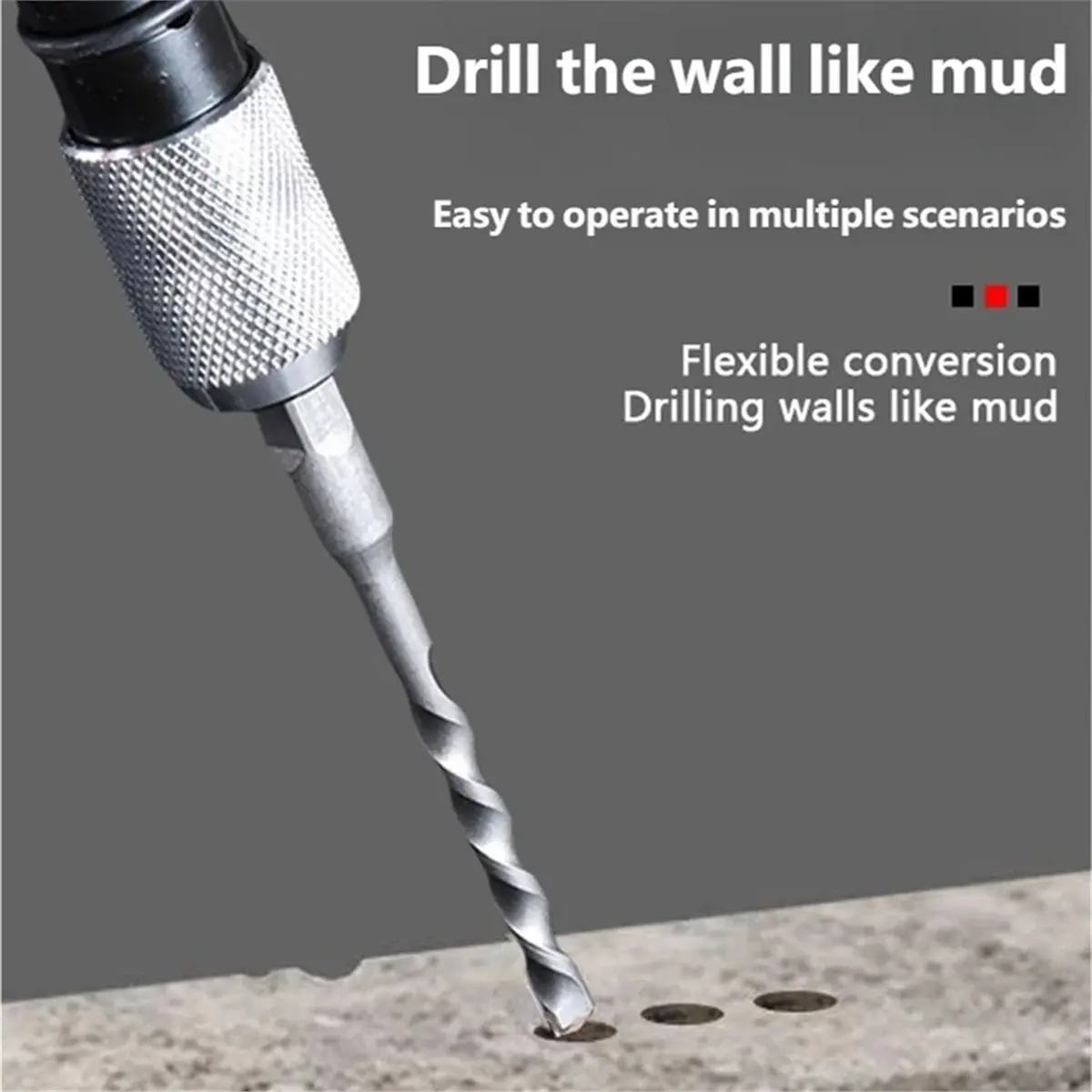 Hammer Drill Adapter with 4 Impact Bits - Turns Cordless Drill Into Hammer Tool for Concrete, Brick, Stone