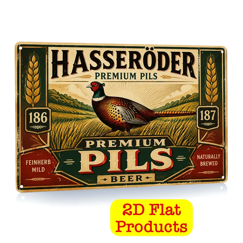 2D Flat, 1pc Vintage Oktoberfest Bier Sign - Retro Beer Wall Decor with Pheasant & Bier Stein Design, Plate Suitable for Home, O