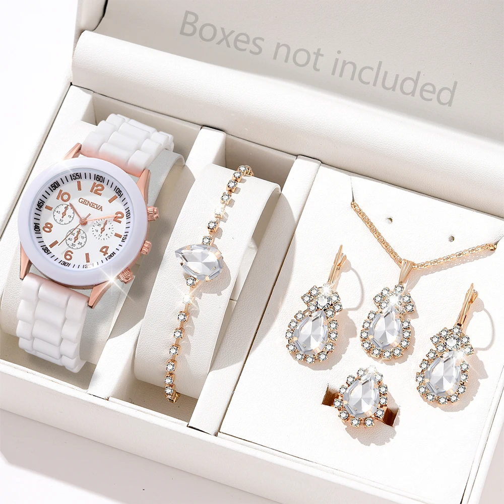 1PCS White Simple Luxury Silicone Strap Watch Casual Fashion Quartz Watch Is The Perfect Gift For Her (No Box)