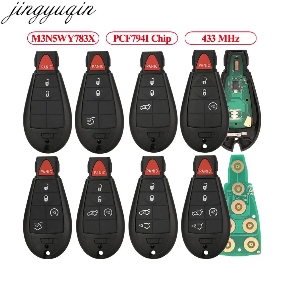 Jingyuqin M3N5WY783X Afstandsbediening Autosleutel Alarm 433Mhz PCF7941 Chip Voor Jeep Grand Cherokee IYZC01C 3/4/5/6 knoppen