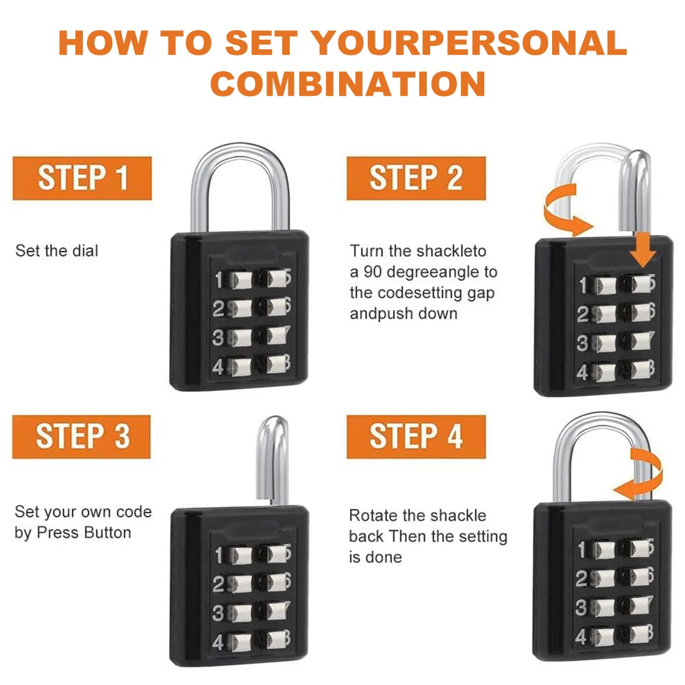 Combination Padlock 1PCS Password Locks 8 Digits Waterproof Outdoor Lock For Door Suitcase Bag Package Cabinet Locker Window