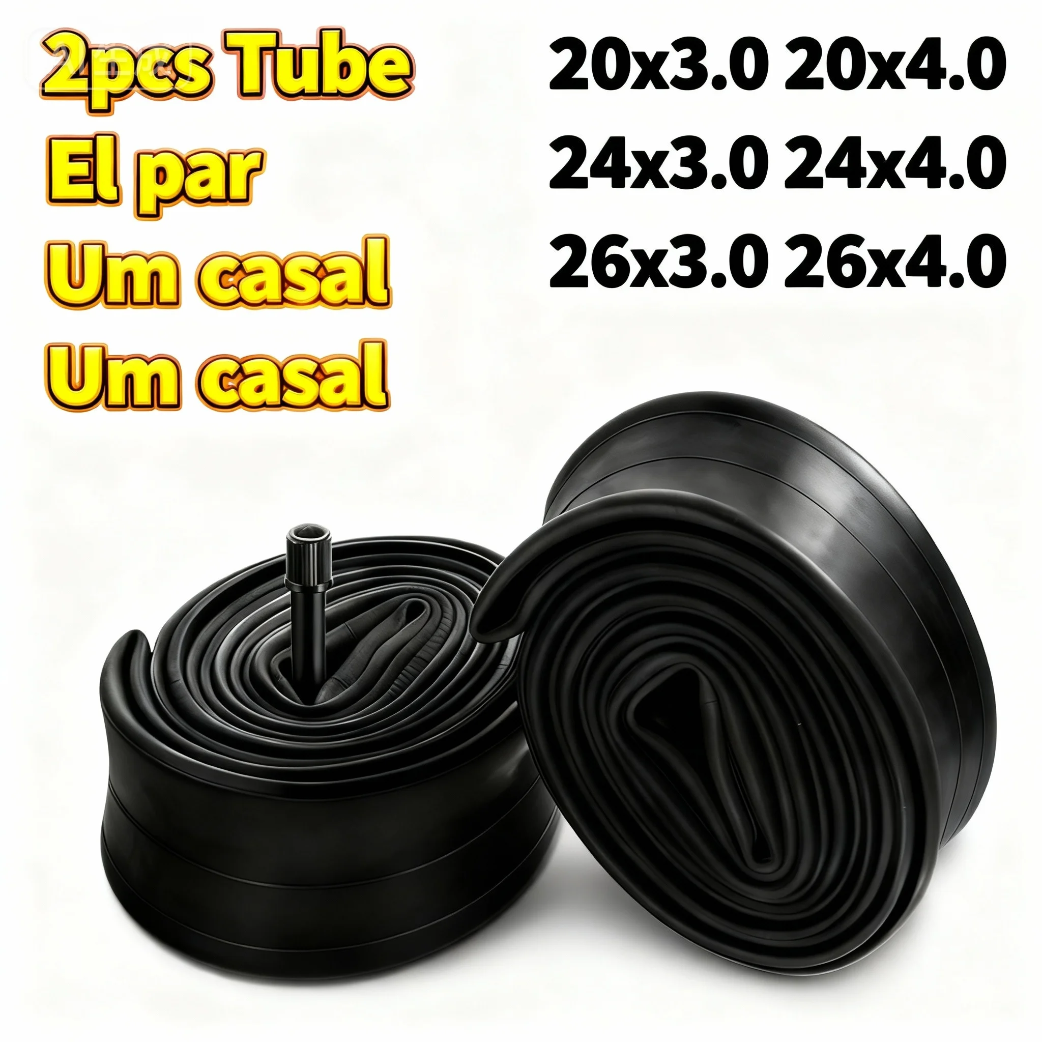 

2PCS Fat Bicycle Tube 20x4.0 Bike Inner Tube For Snowmobiles Bicycles ATVs Black Tyre 20X3.0 24X4.0 26X4.0 inch Snow Beach