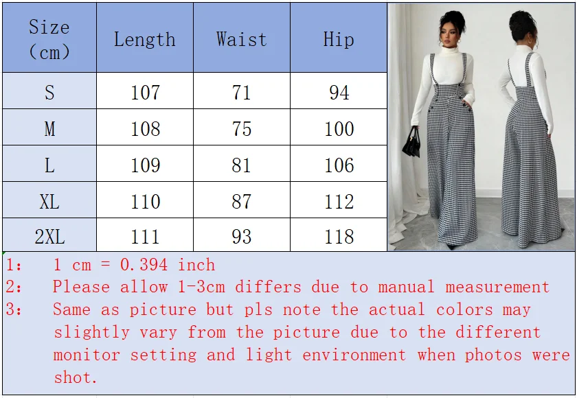 Overalls for Women's Winter Jumpsuit Black White Vintage Wide Leg Suspender Pants for Office Commute Casual Female Clothing view 6