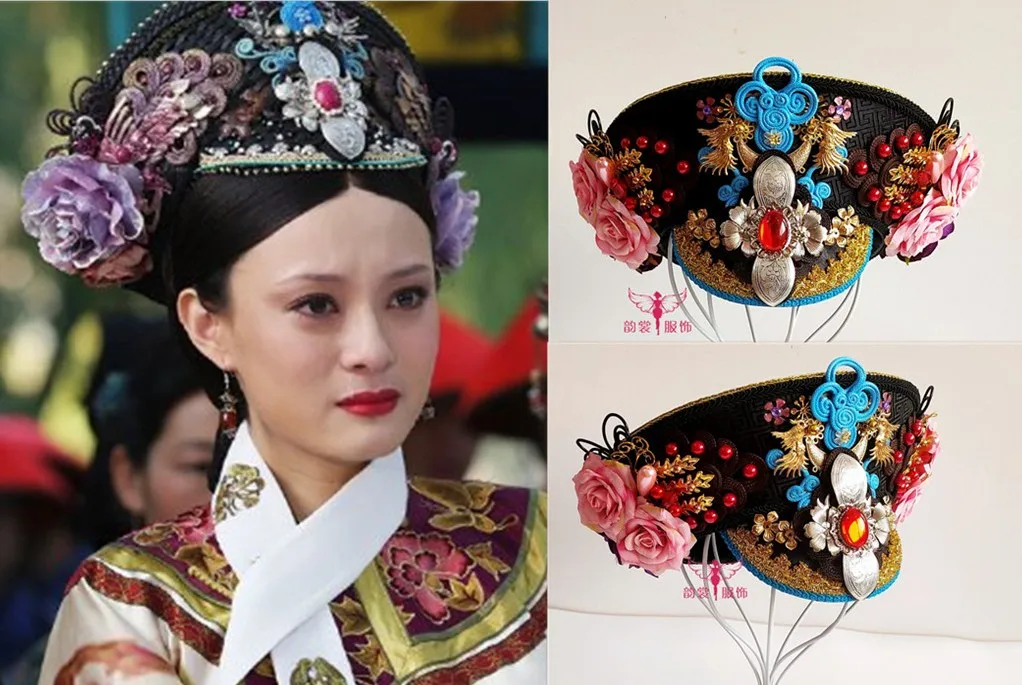 Diadème de cheveux bleu de la dynastie Qing, 7 modèles, princesse de la dynastie Qitou Dianzi pour jeu de télévision, accessoire de Cosplay de la légende de Zhenhuan