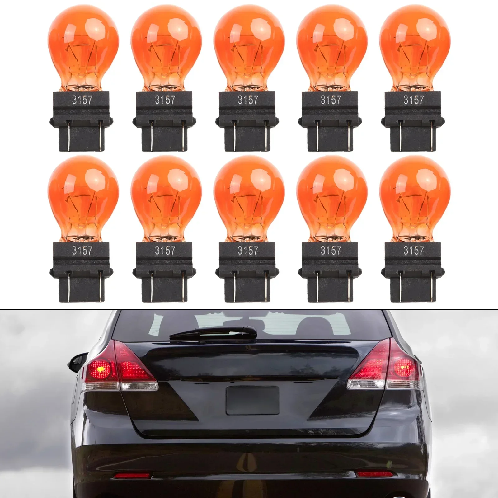 Automotive Replacement 3157 Tail Signal Brake Light Bulbs 10 Count of Quartz Glass Bulbs for Direct Replacement