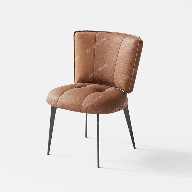 A Dining chair household new dining table chair ecological leather back chair Italian light luxury high sense 2PCS