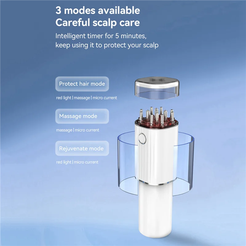 A55X-2X 3-In-1 Vibrating Hair Oil Applicator & Scalp Massager Red Lights With 70Ml Storage Hair Treatment Growth Applicator