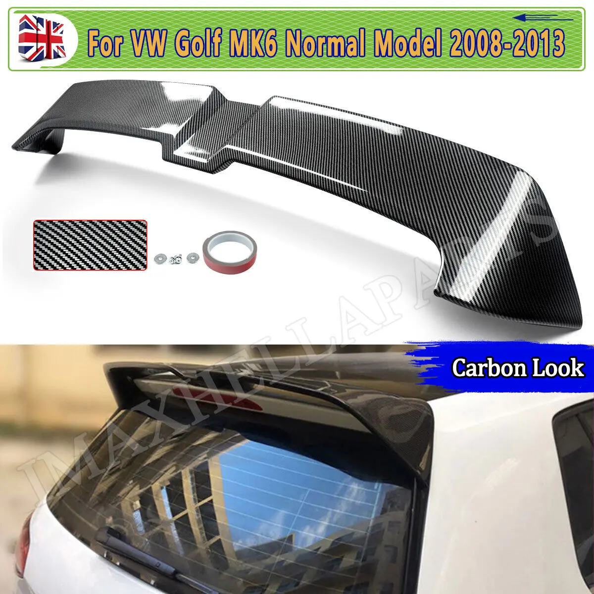 For VW Golf MK6 Rear Spoilers Wings VI Normal TSI TDI 2008 2009 2010 2011 2012 2013 Odinger Style Rear Boot Spoiler Carbon Look