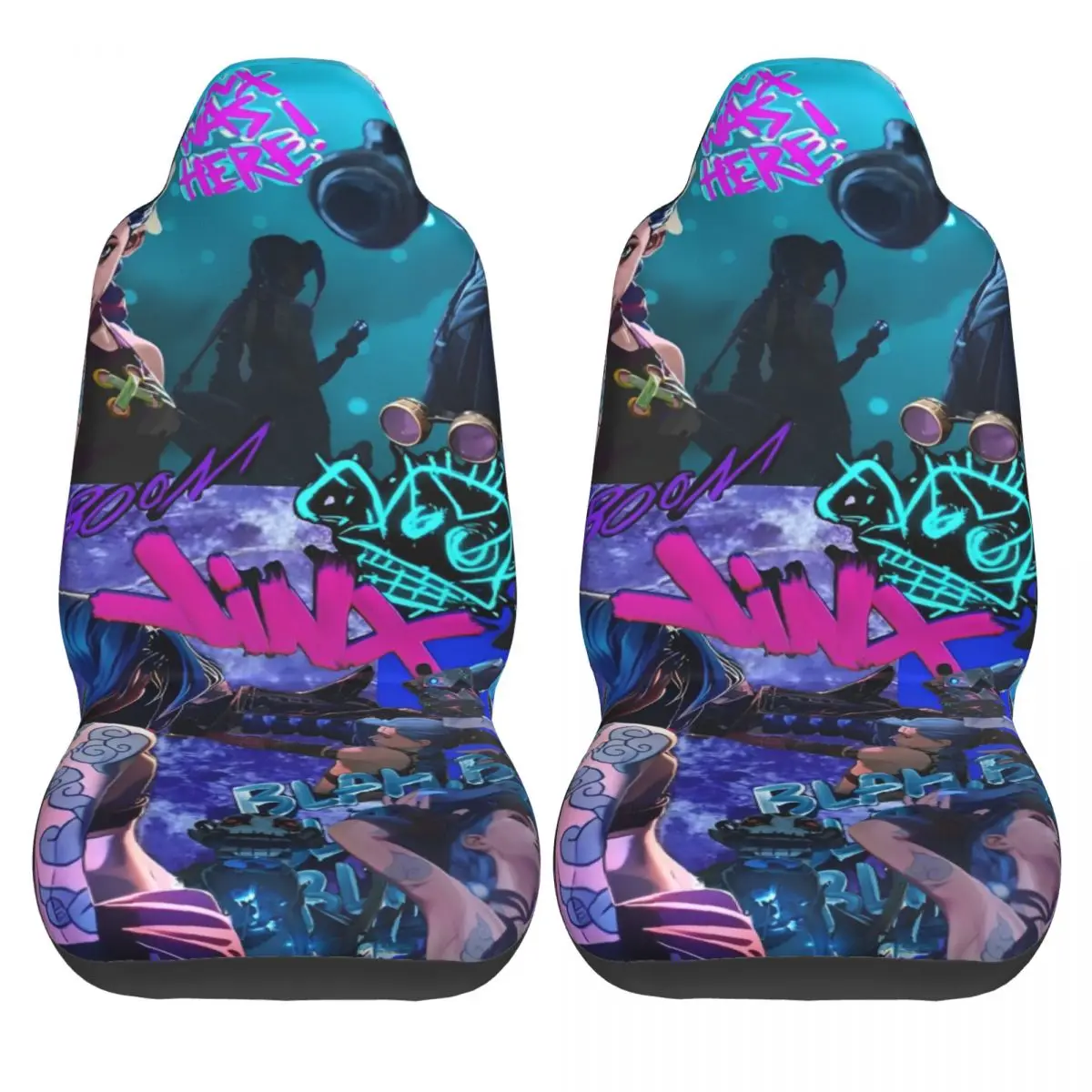 Jinx Collage Anime Universal Car Seat Cover Waterproof AUTOYOUTH Arcane Game Car Seat Cushion Fiber Hunting