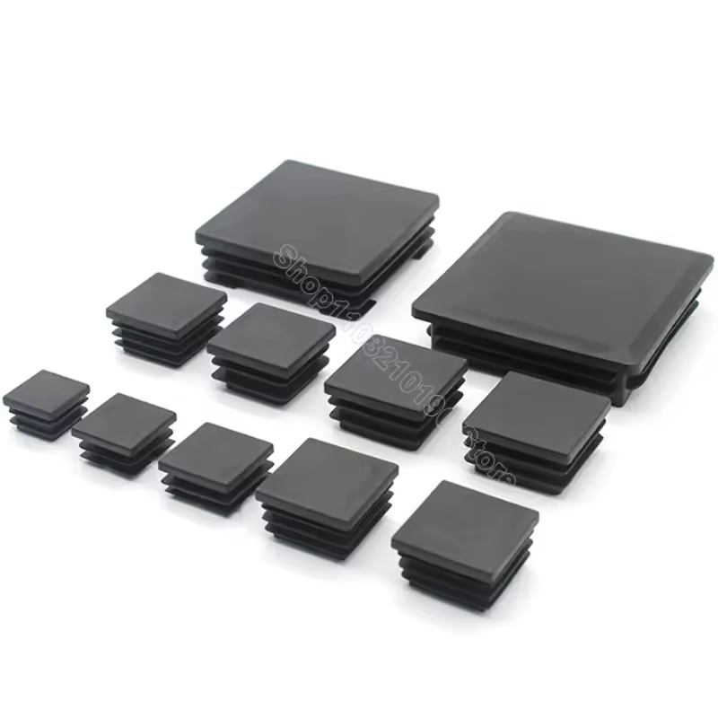 Black Square Pipe Tube Cap Plastic Tubing End Cover Glide Insert Blanking End Plugs Bung 10/13/15/16/18/19/20//22/23/25/28-200mm - Image 2