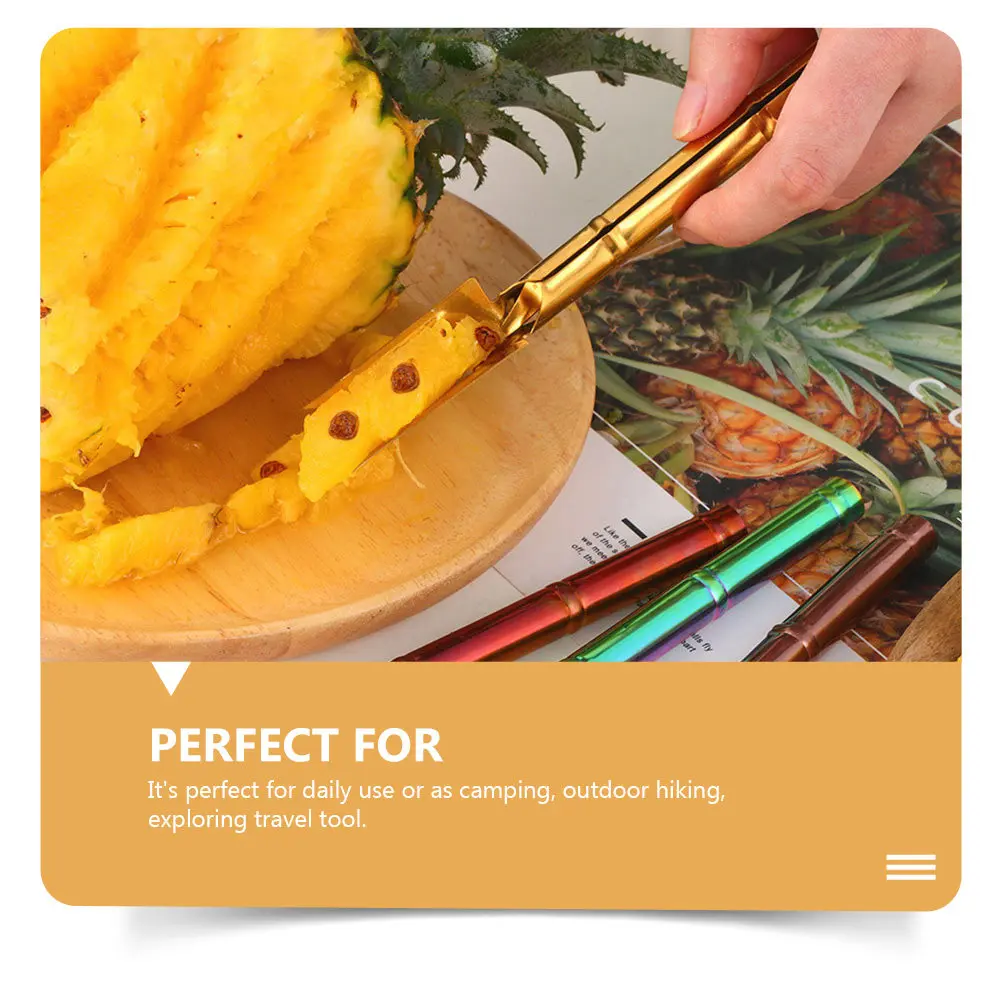 V Shape Stainless Steel Pineapple Eye Shovel Pineapple Cutter Tool Efficient Fruit Peeler Fork for Daily Use Camping Hiking