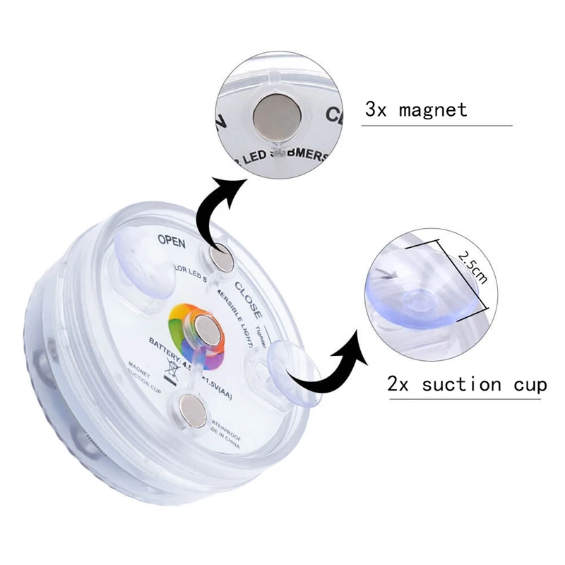 자석 및 흡입 컵이 있는 RGB 수중 조명, 수영장 조명, 수중 LED 조명, 연못용 야간 조명, 인기 13 LED