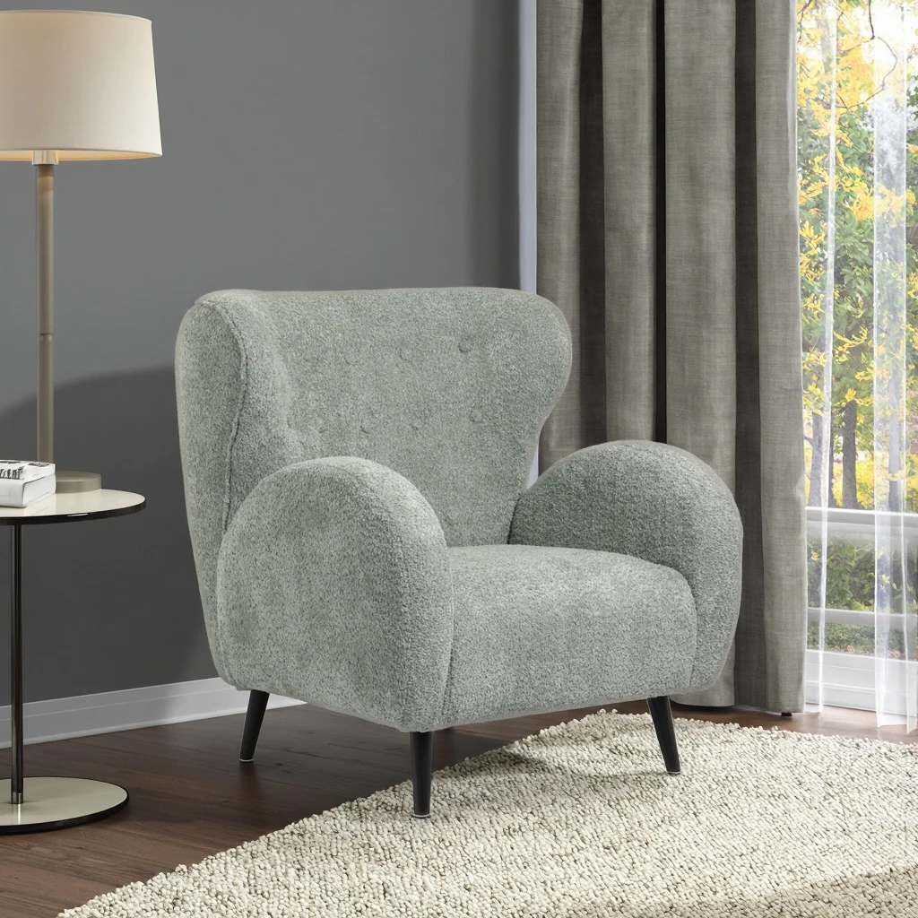 Nordic Fabric Single Arm Accent Sofa Chair Durable Wooden Leg Leisure Chair for Home Office Modular Chairs