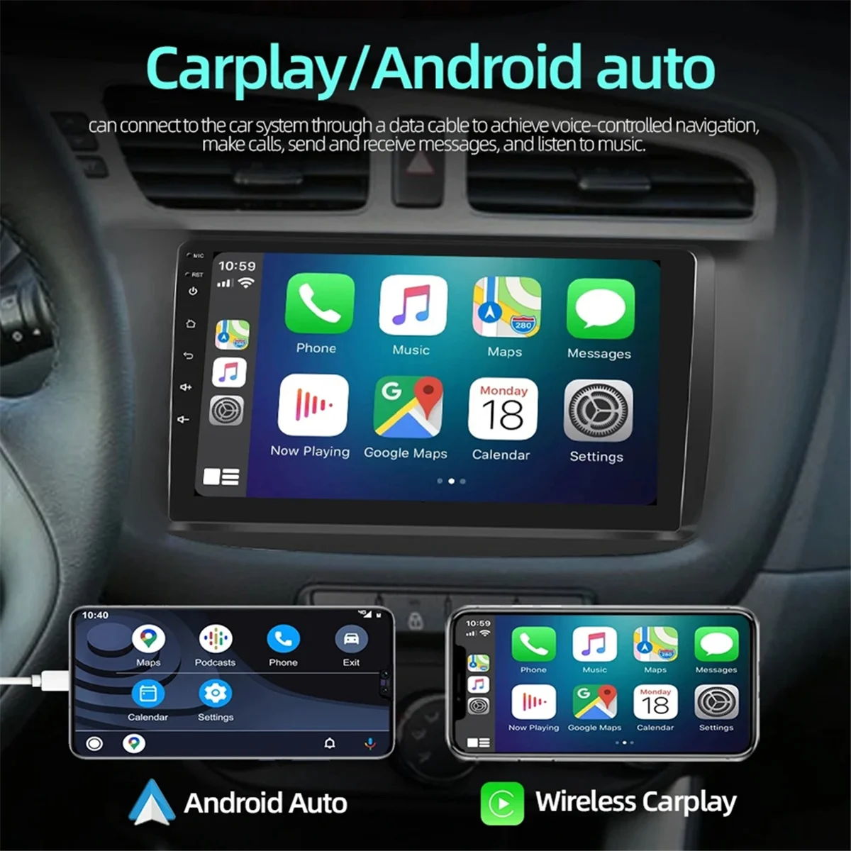 2 Din Car Radio Carplay Android Auto for Renault Trafic 2010-2014/Opel Vivaro/Nissan Primastar Multimedia Stereo 1+32G