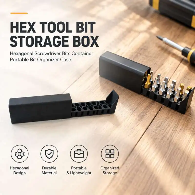 Hexagonal Bit Holder Case Hex Tool Screwdriver Bits Storage Box Workshop Carry Container