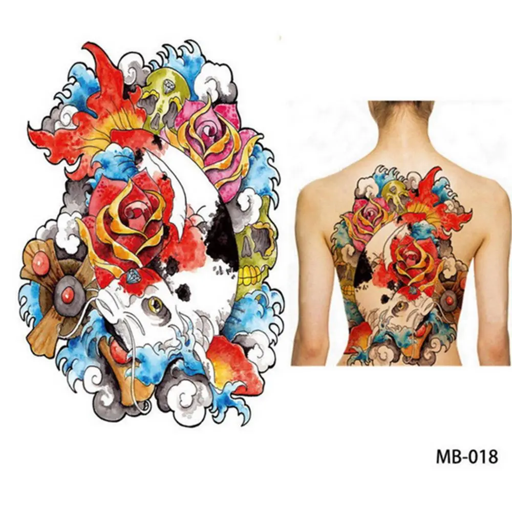 

Beauty Cool Fish Wolf Water transfer Large Full Back Tattoo stickers Tattoo Sticker TemporaryTattoo Waterproof Decal