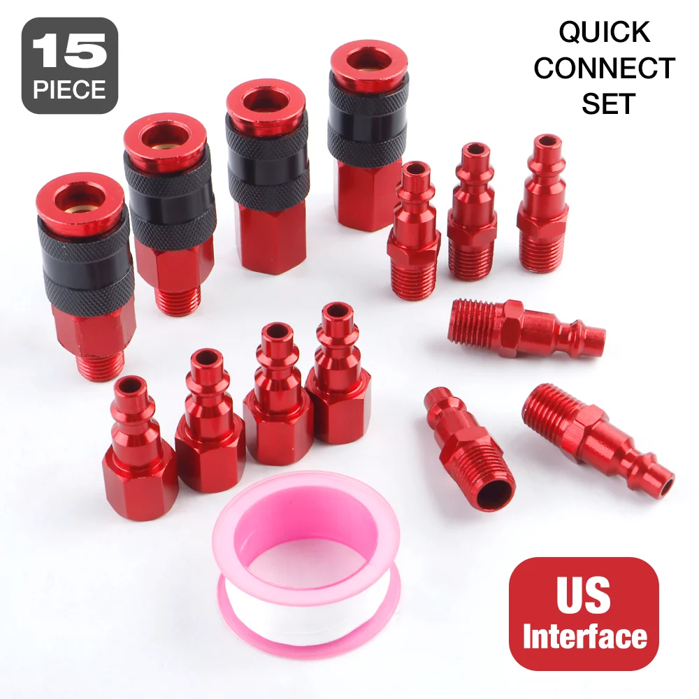 14Pcs Pneumatic Tool Quick Connector, Air Compressor Hose Accessories, Six Locking Balls, Standard 1/4