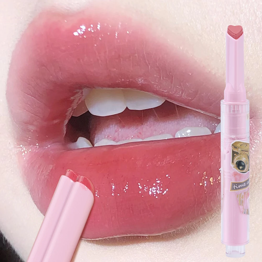 Jelly Mirror Heart-shaped Lipstick Water Light Nude Pink Solid Lipgloss Moisturizing Waterproof Lasting Lipstick Makeup Cosmetic