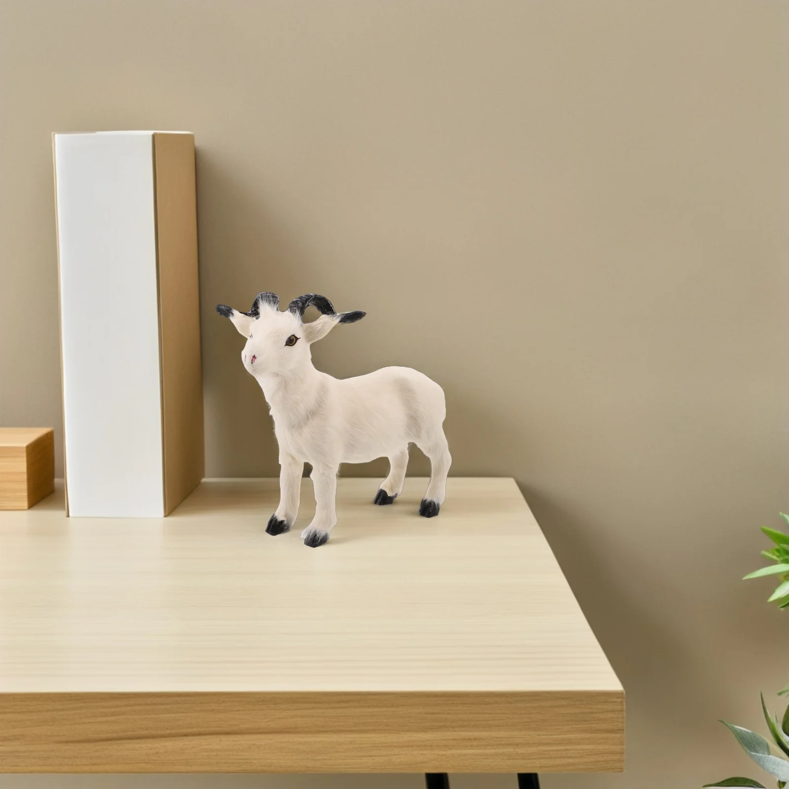 

Simulated Goat Animal Specimen 6.7 Inch Realistic Goat Decor for Home Farm Garden Desk Yard Decorative Miniature