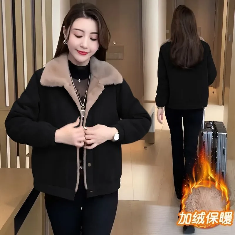 New Womens Clothing Fleece Pie Overcomes Short Winter Warm Cotton Clothing Female Loose Thickened Cold-resistant Corduroy Jacket
