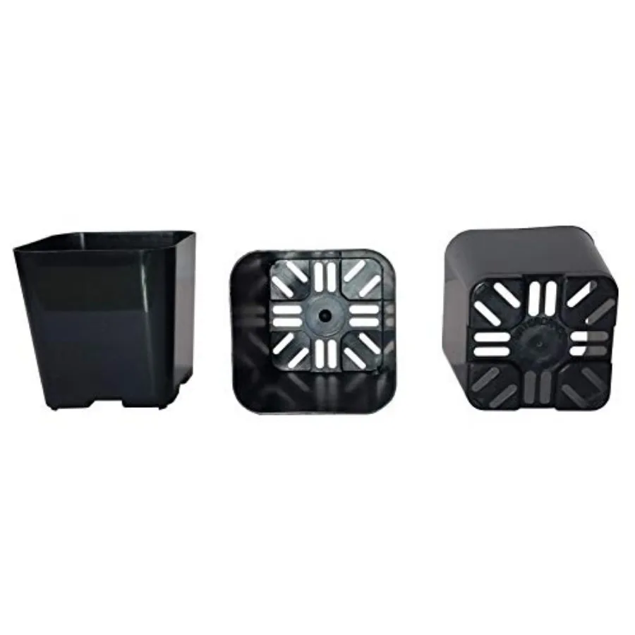 

200-Pack Water Dance Square Plastic Pots for Plants 2-Inch. Color: Black