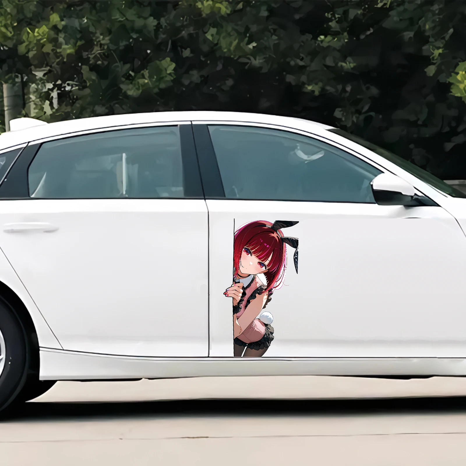 EARLFAMILY Pegatinas para parachoques de coche de 43 cm con diseño de conejo Kana Arima, calcomanía humorística personalizada DIY, pegatina de grafiti con protección solar
