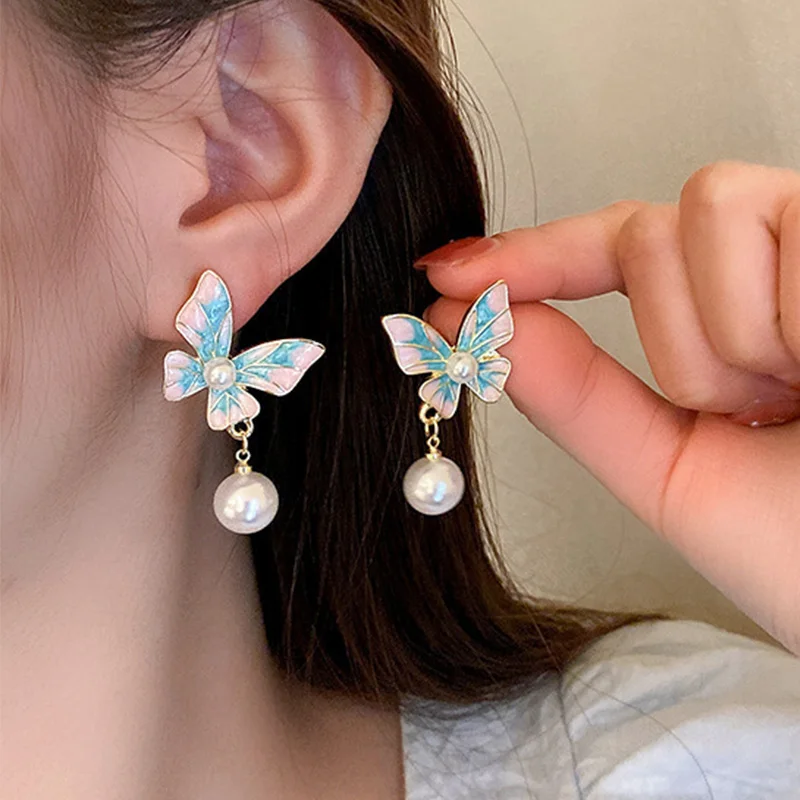 New Trend Cute Animal Dangle Earrings For Women Bowknot Flowers Cat Bear Asymmetrical Earring Girls Party Jewelry Gifts