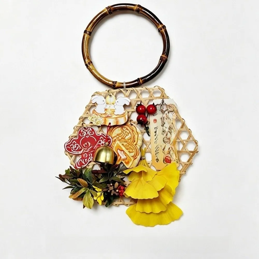 Hanging Mid-Autumn Festival Ornaments Bamboo Weaving Rabbit Wall Decoration Hollow Out Pendant Moon Festival Decorations Outdoor