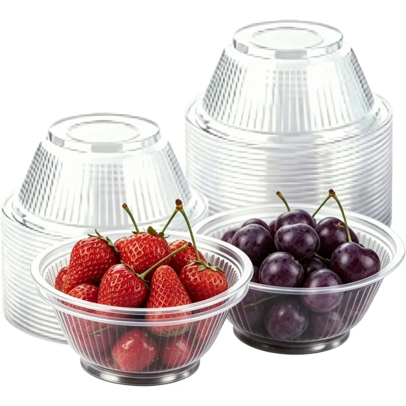 

50/100PCS Disposable Transparent Bowl Salad Soup Ice Cream Snack Dessert Bowls Home Party Wedding Christmas Daily Use
