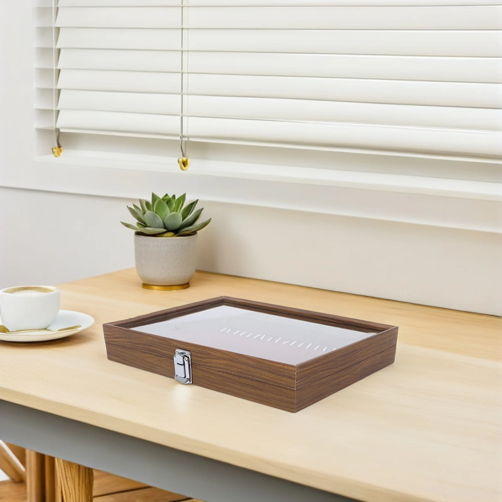 Wood Necklace Box Clear Window Jewelry Organizer Earrings Case Lint Liner Portable Travel Storage Wood Necklace Box