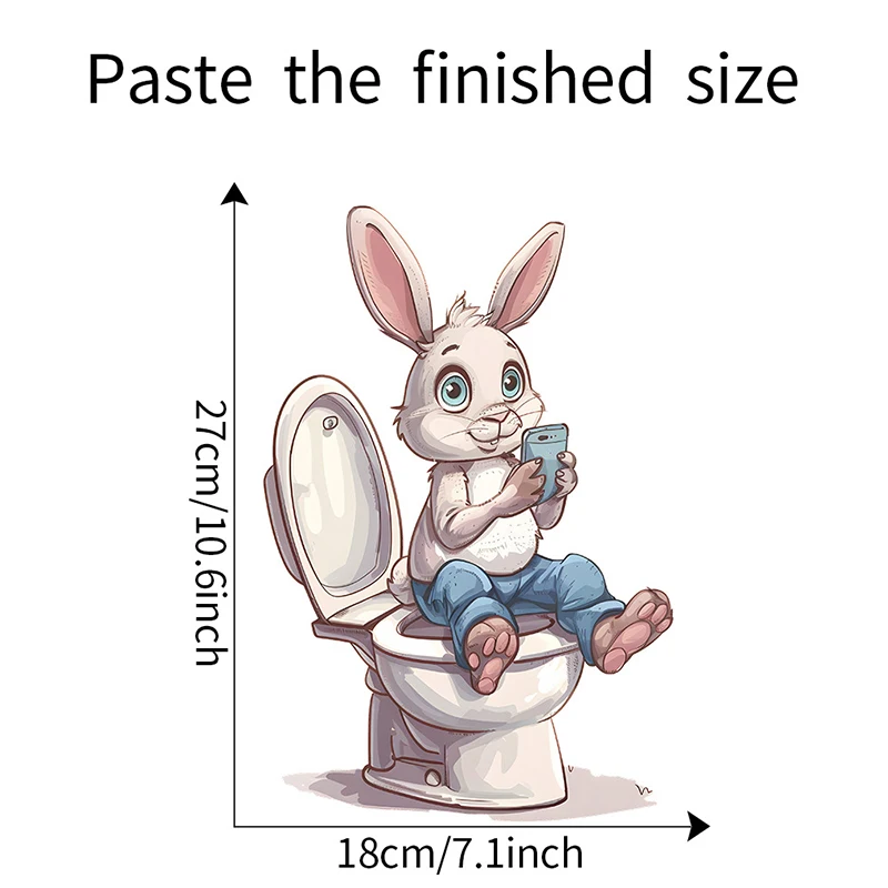 

Cartoon Pink Rabbit Toilet Water Tank Toilet Stickers Home Decoration Wall Stickers Self-Adhesive Decor Decals Bathroom Stickers