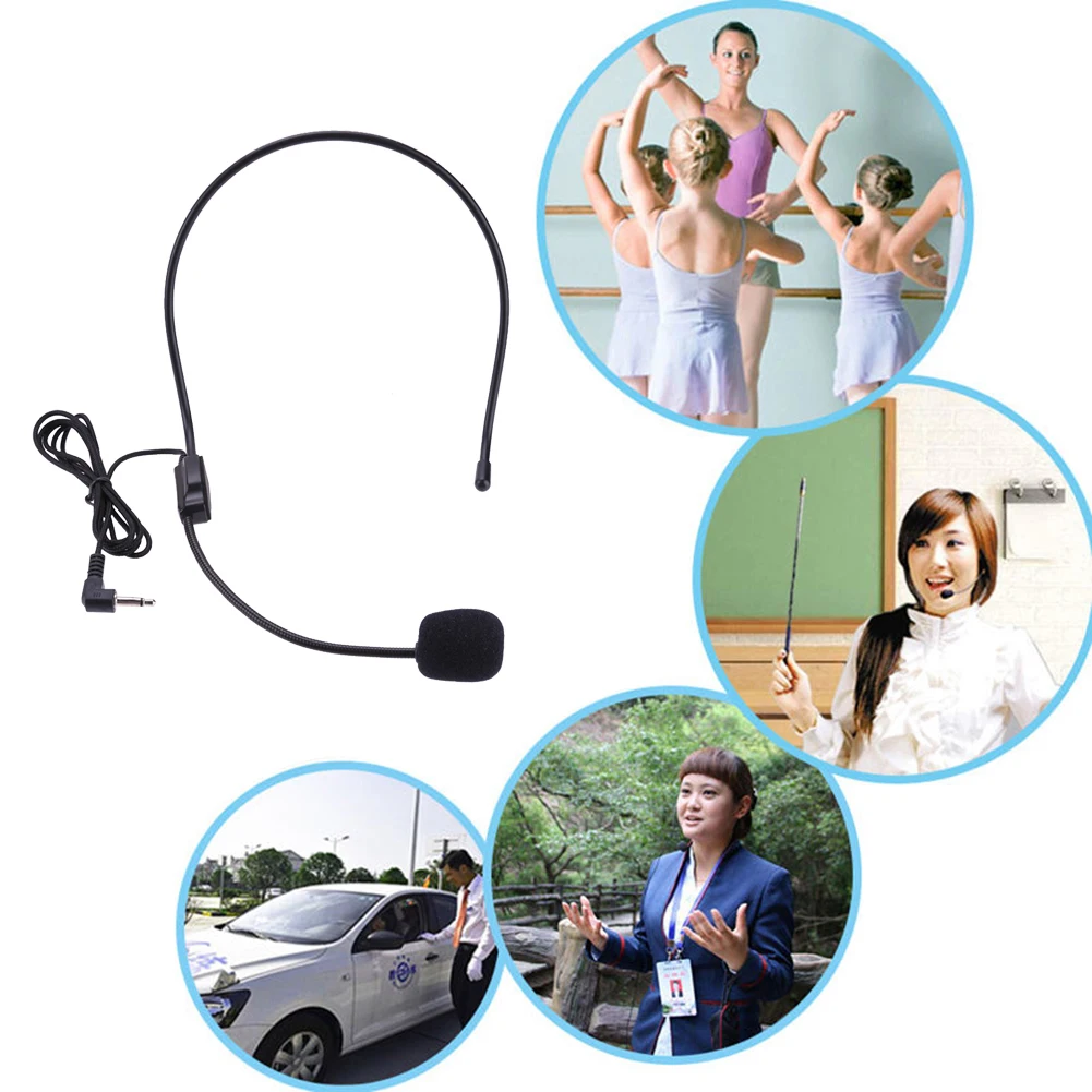 3.5mm Plug Headset Mic Head-mounted Portable Wired Headset Microphone Voice Amplifier Lightweight Over Head for Teaching Meeting