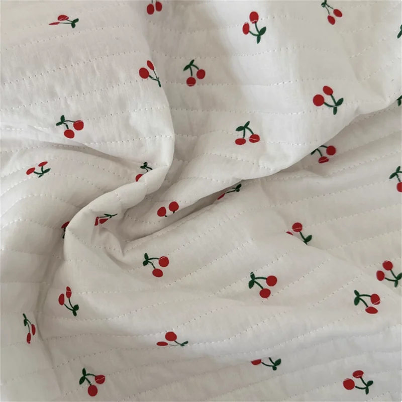 Thickened Vest Polyester Fabric  For Children\'s Clothing Pet Cotton Handmade DIY Bag Cherry Pattern Fabric