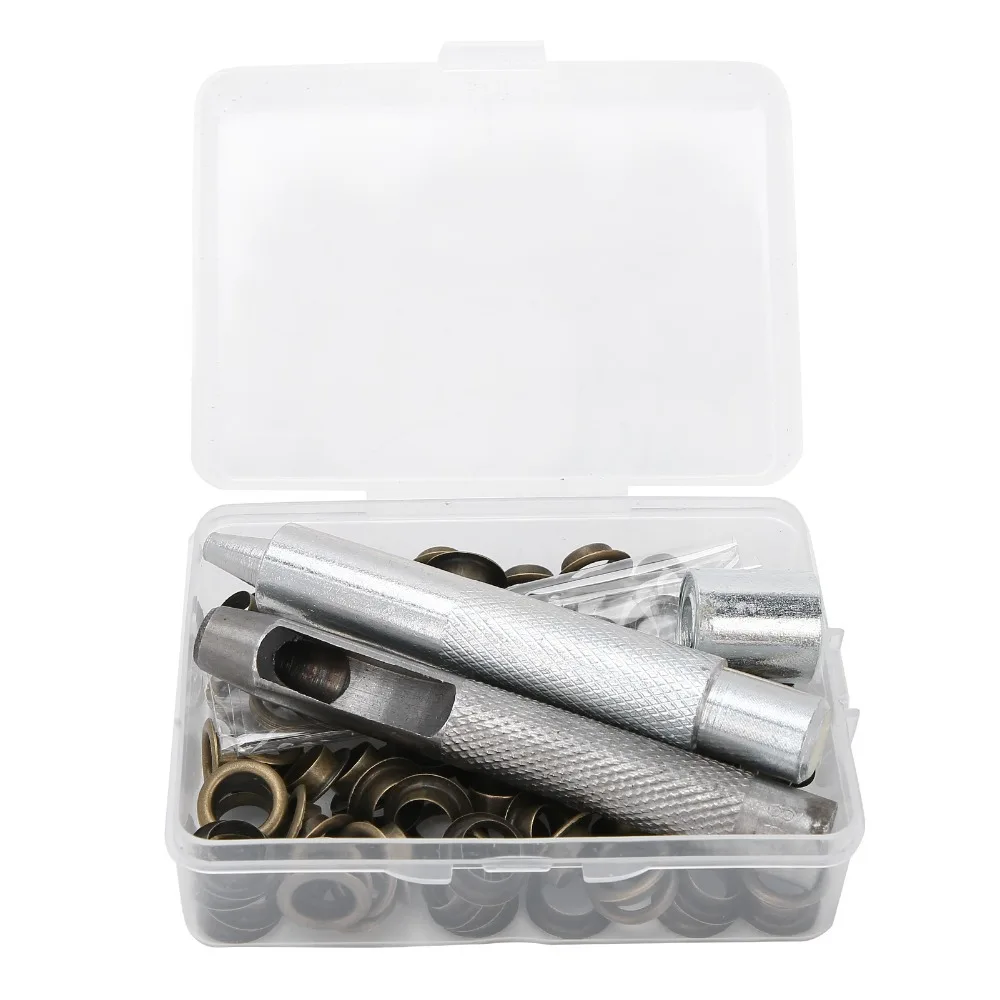100pcs Brass Material Grommet Eyelet Kit Plastic Storage Box Clothing Grommets Grommet Setting Tool Hole Punch Tool