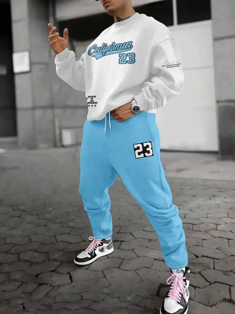 

New men's long sleeves and long pants for Spring and Autumn 2025 comfortable casual and fashionable with letter prints