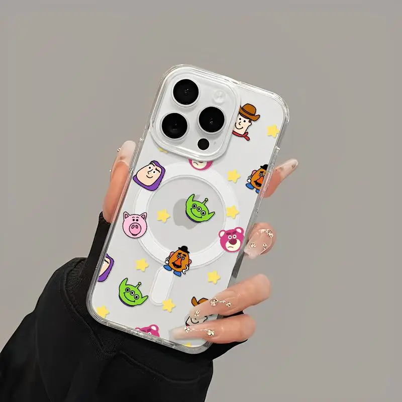 Funda Magnética Creativa de Pantalla Completa con Diseño de Lotso de Toy Story para iPhone 11 12 13 14 15 16 17 Air Pro Max Plus Mini