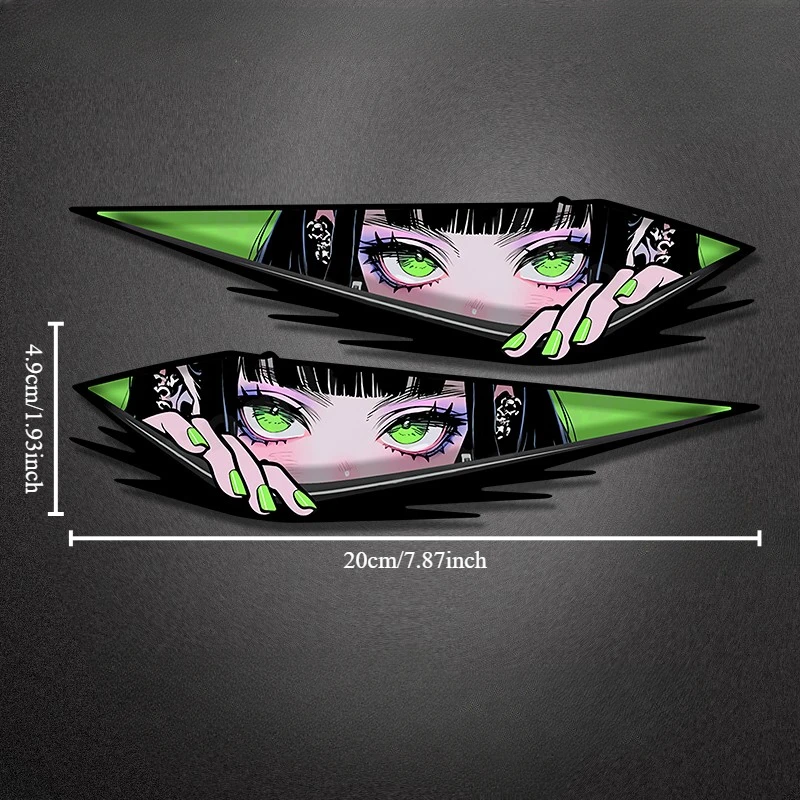 1Pair Anime Eyes JDM Style Motorcycle Stickers Waterproof for Motorbike Fuel Tank Electric Scooter Body Universal Vinyl Decals