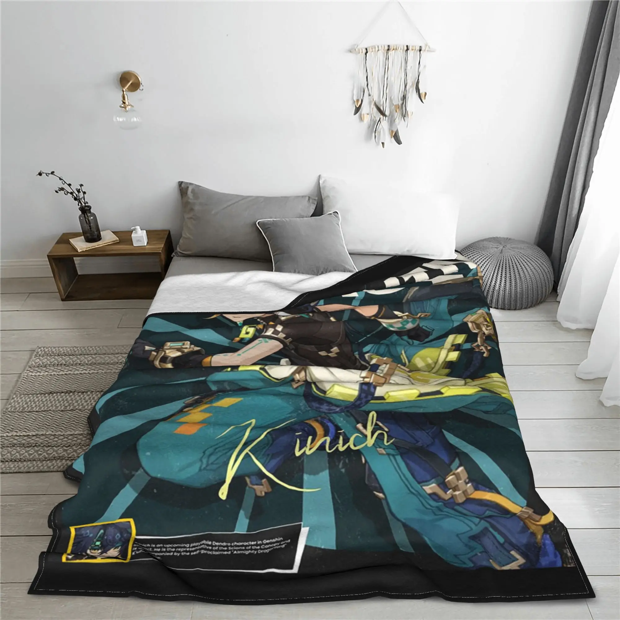 Kinich Sunblast Genshin-Manta de impacto de franela ligera, manta para sofá, ropa de cama, oficina, colcha